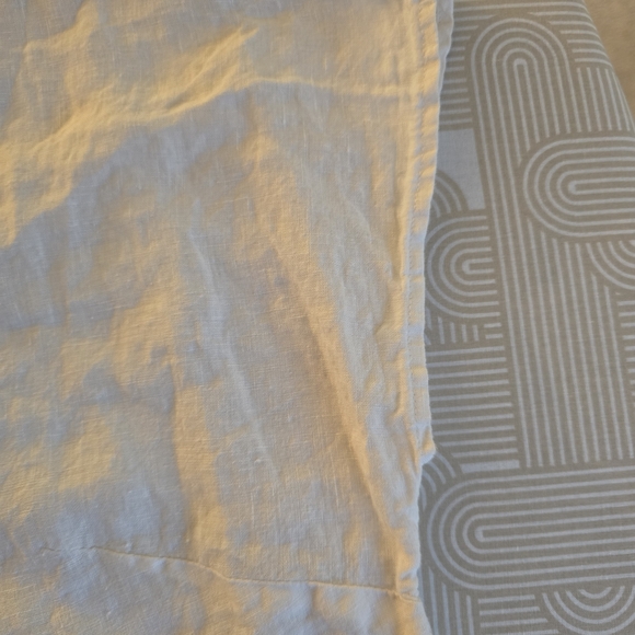 Talbots XL Linen White Blouse with Blue Stripes, Cap Sleeve - Picture 8 of 12